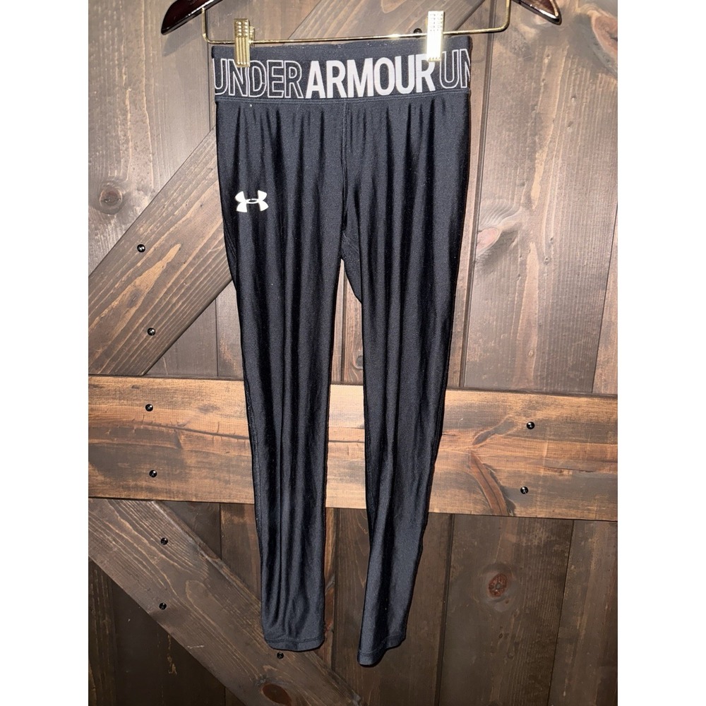 Under Armour UA Women's XS Logo Waistband Capri Leggings Black White‎